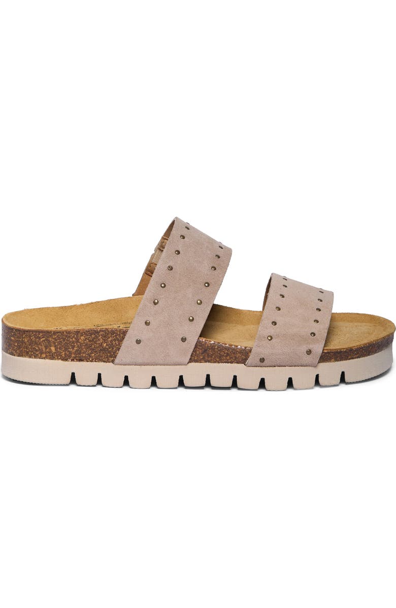 Plakton Brynn Double Strap Slide Sandal, Alternate, color, Taupe Micro Studded Suede