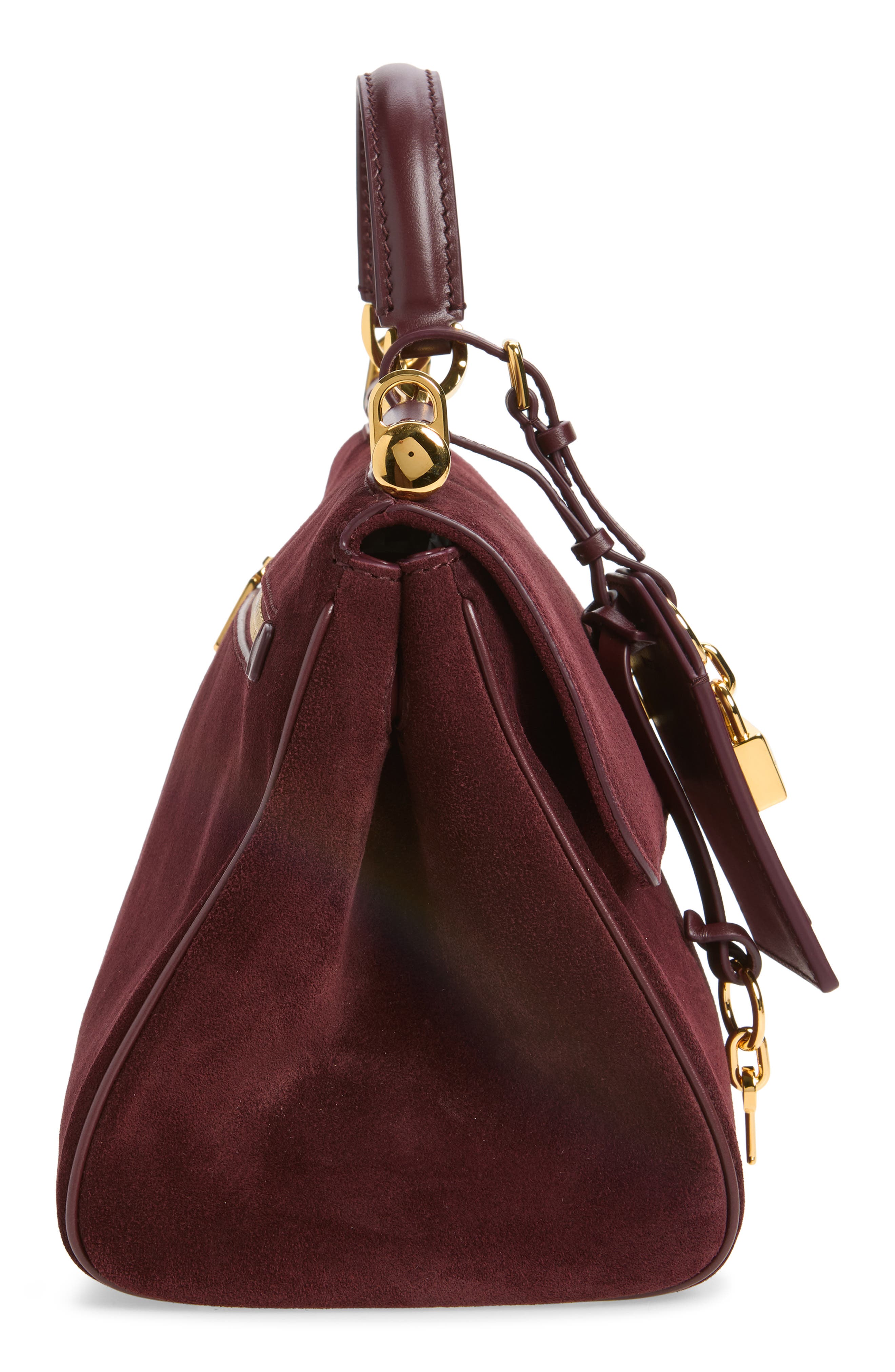 Medium My Sicily Split Calfskin Handbag, Alternate, color, 8B517 BORDEAUX/ BORDEAUX