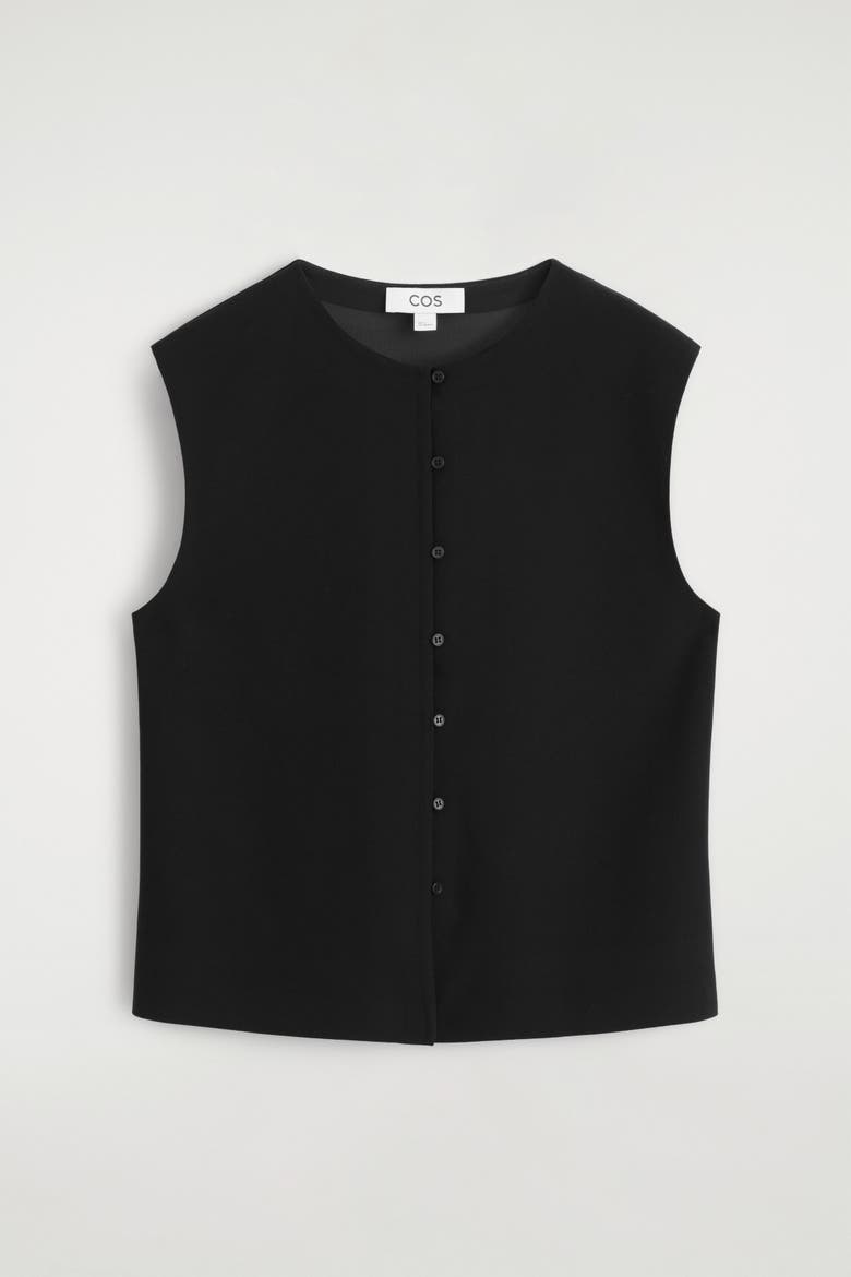 Buttoned Knitted Top, Alternate, color, BLACK