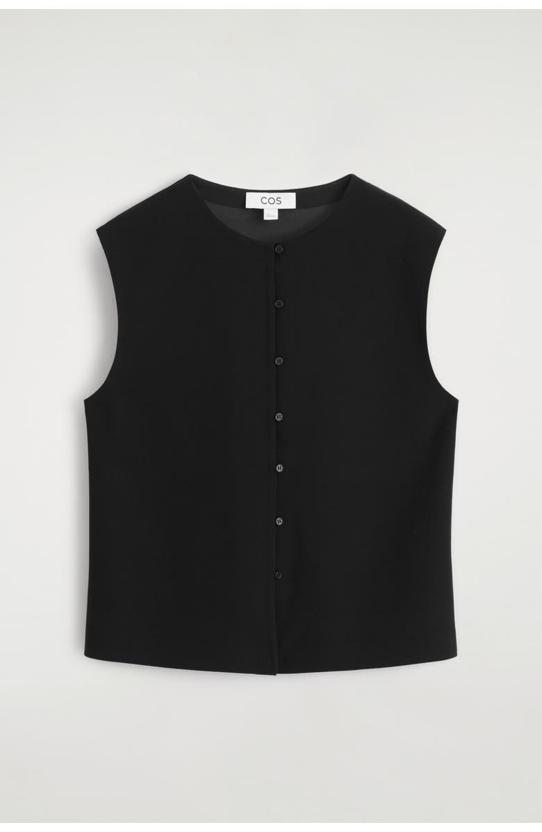 COS Buttoned Knitted Top, Alternate, color, Black