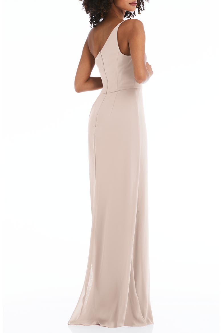 One-Shoulder Crepe Trumpet Gown, Alternate, color, CAMEO