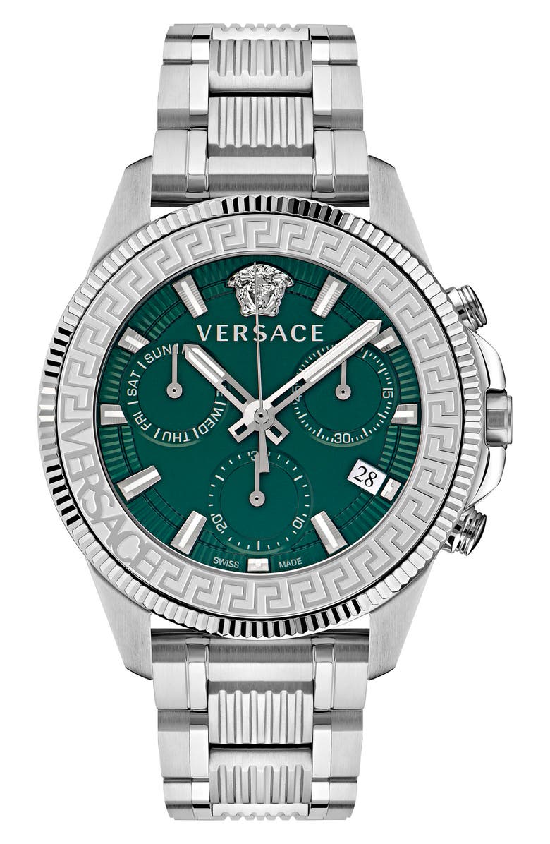 Versace Greca Action Chronograph Bracelet Watch, 45mm, Main, color,