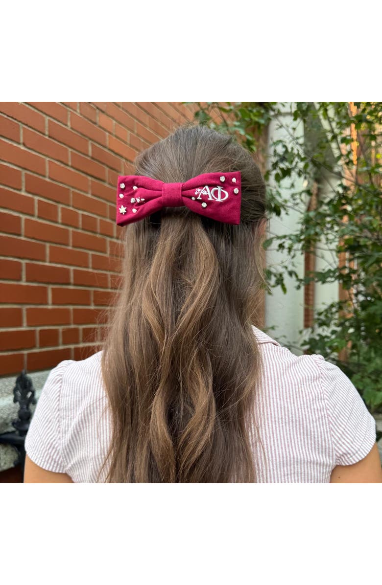 Lele Sadoughi Alpha Phi Riley Bow, Alternate, color, Wine 600