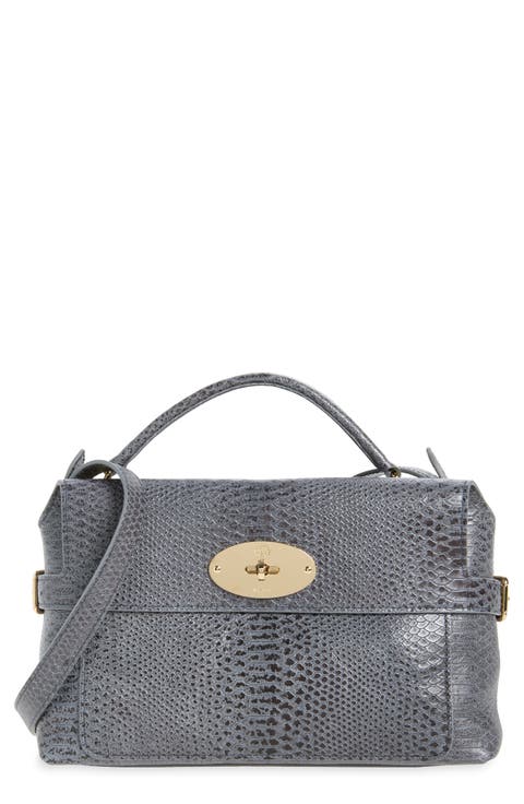 Small Stevie Snake Embossed Leather Top Handle Bag