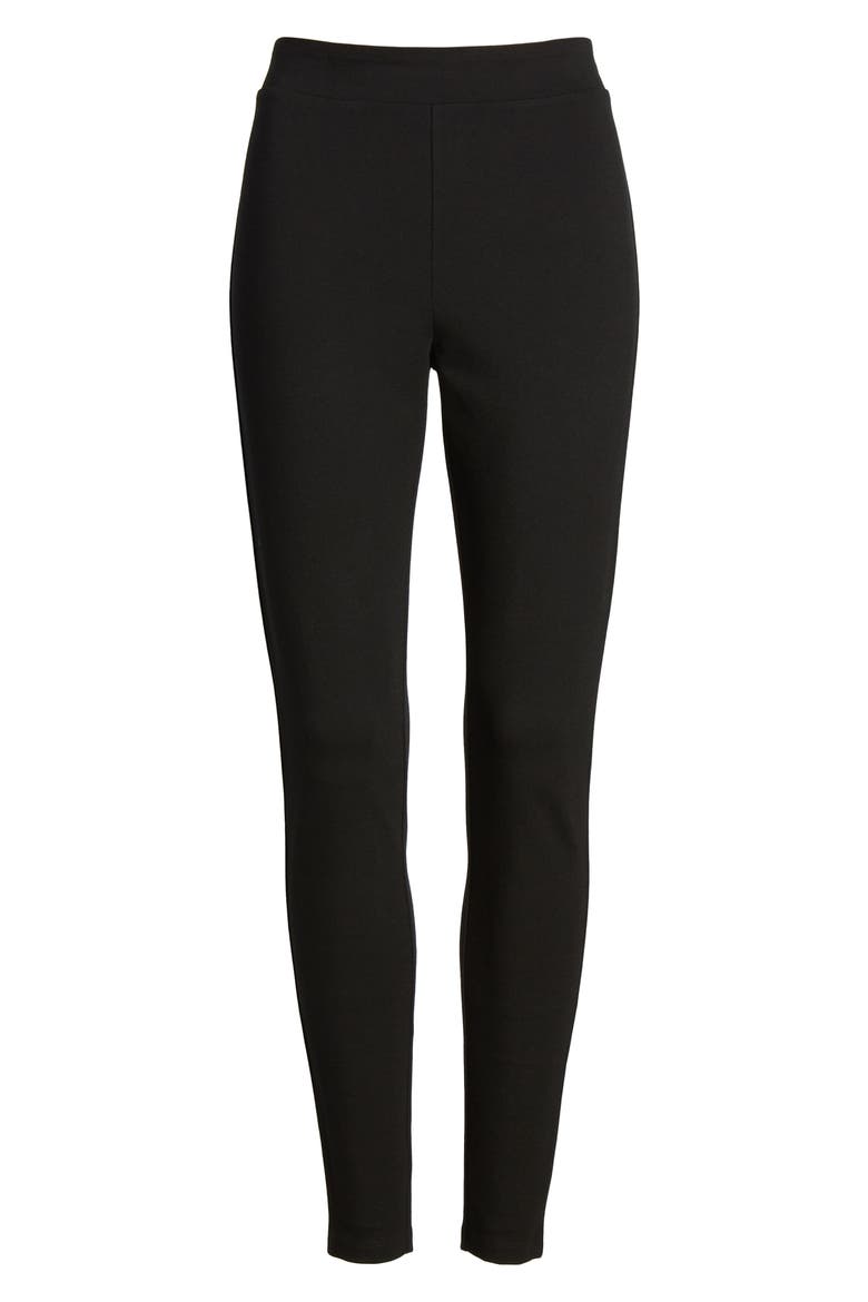 High Waist Ponte Leggings, Alternate, color, BLACK
