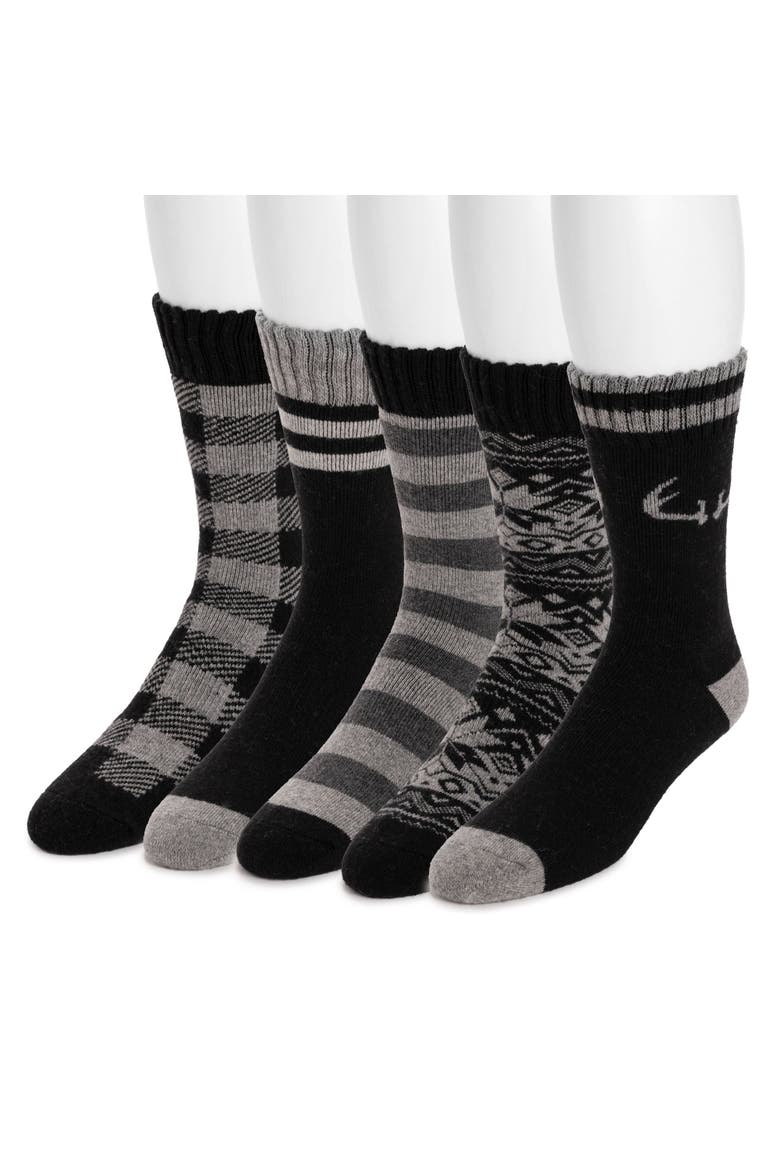 Wool Blend Socks 5 Pair Pack, Alternate, color, Ebony/Grey