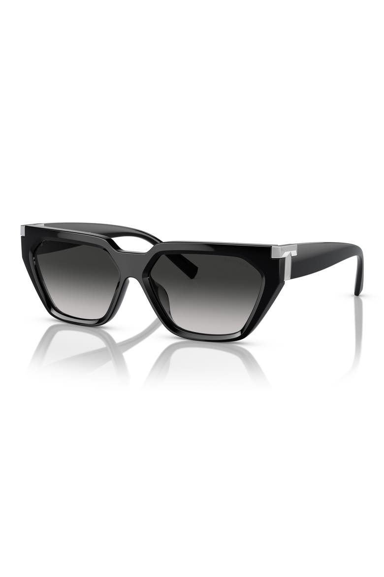 56mm Irregular Sunglasses, Alternate, color, BLACK GREY