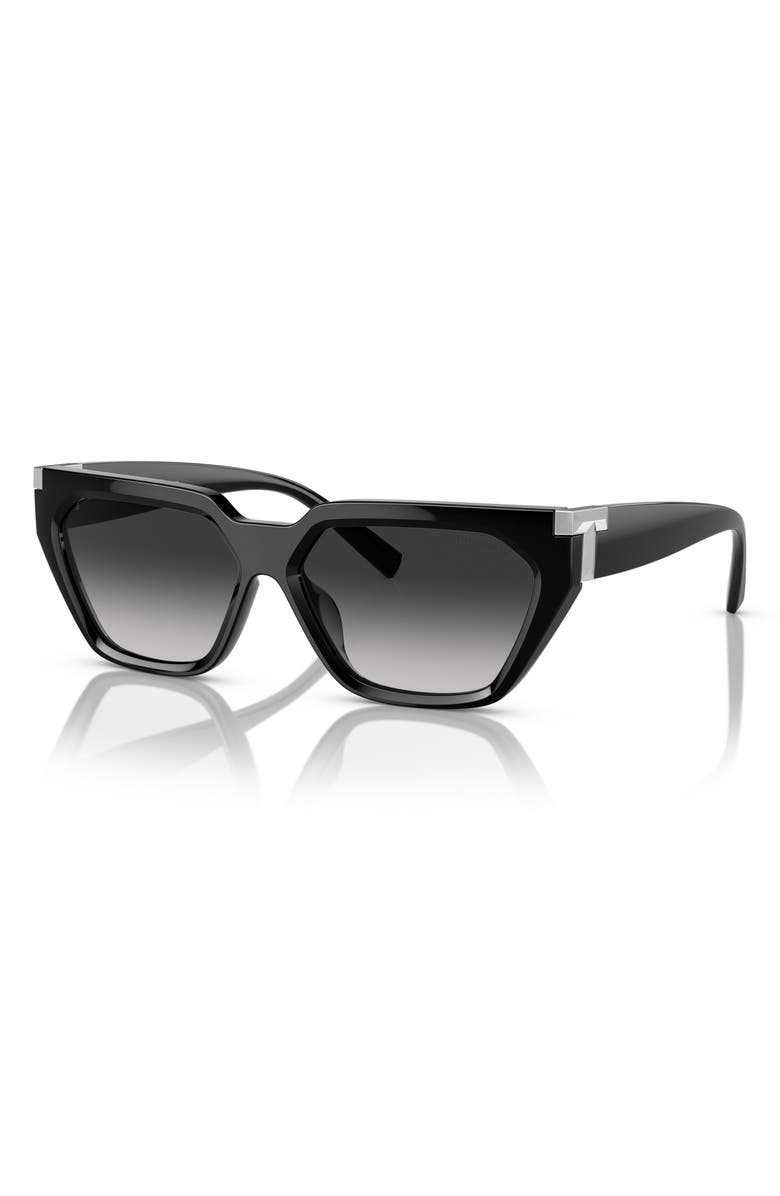 Tiffany & Co. 56mm Irregular Sunglasses, Alternate, color, Black Grey