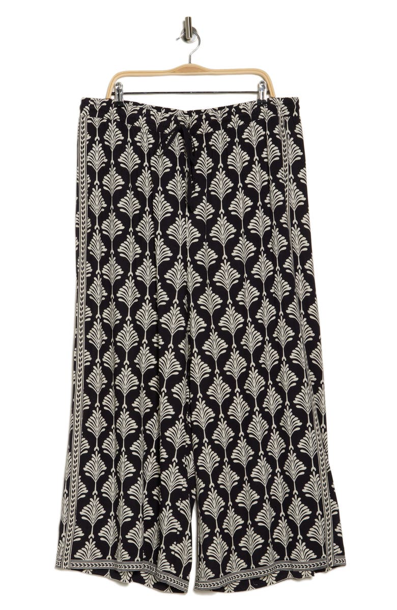 MAX STUDIO Deco Wide Leg Pants, Alternate, color, Black/ Cream Smalldeco Stamps