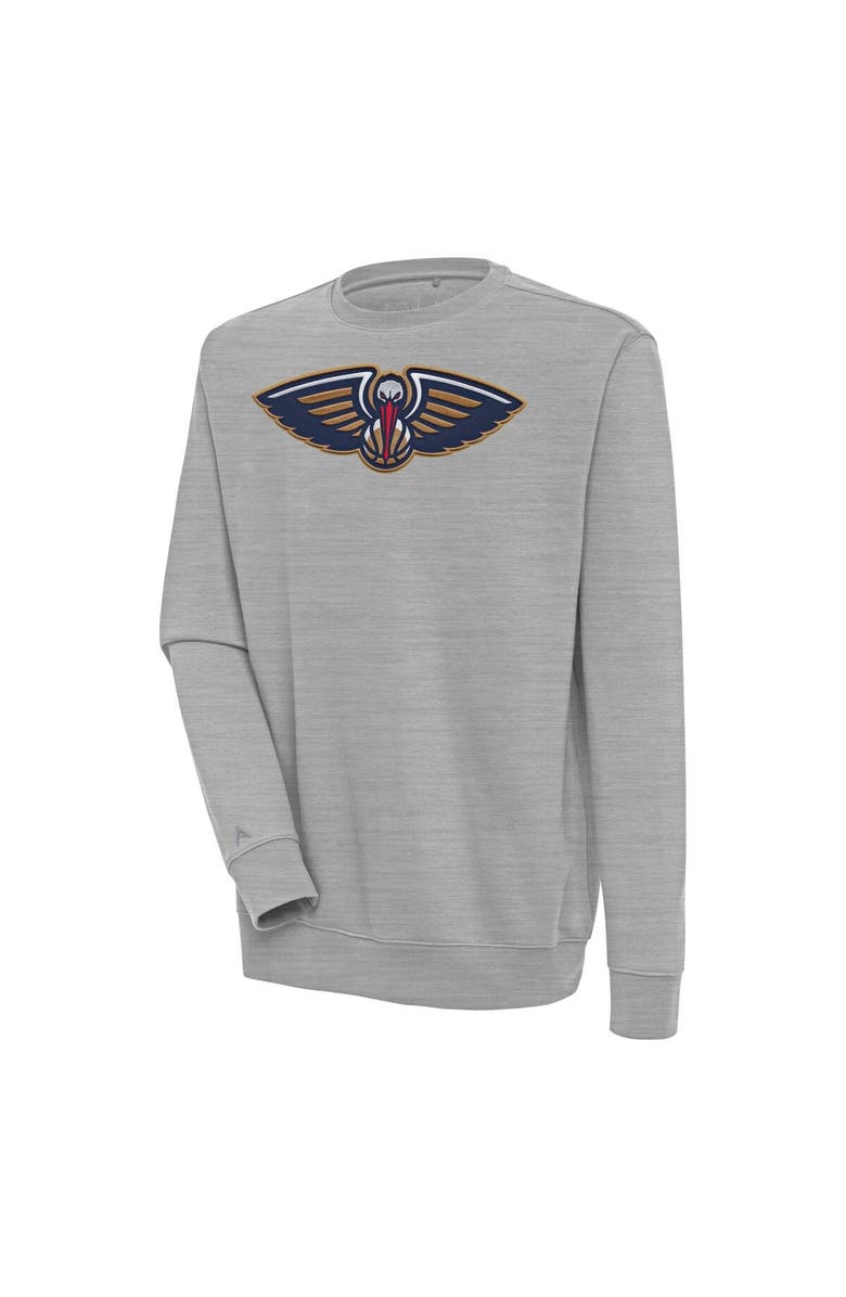 ANTIGUA Men's Antigua  Heather Gray New Orleans Pelicans Victory Pullover Sweatshirt, Alternate, color, 
