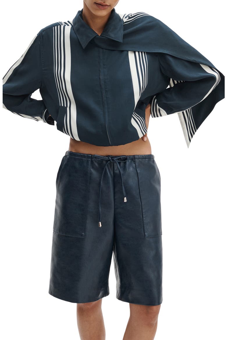 Claire Faux Leather Shorts, Alternate, color, NAVY