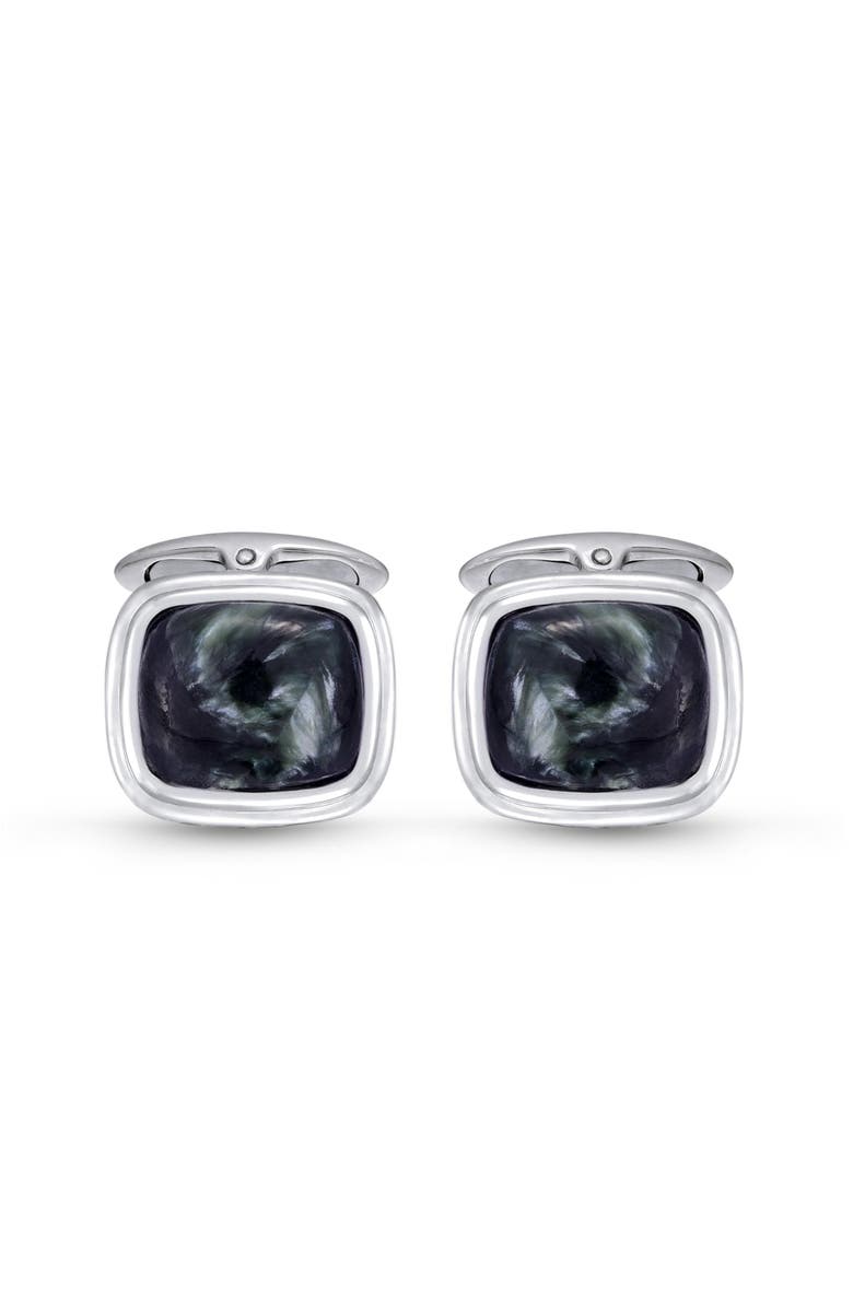 LuvMyJewelry Seraphinite Sterling Silver Men Cufflinks, Main, color, Silver