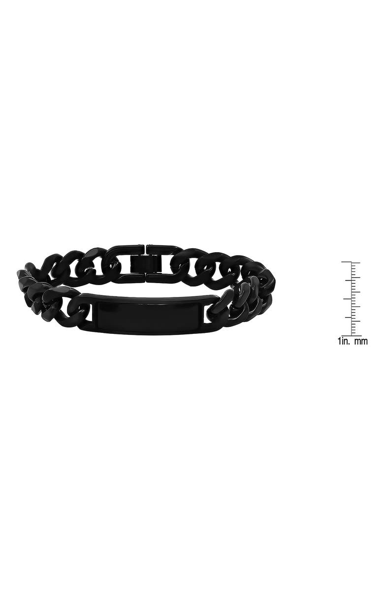 HMY JEWELRY Men's Black Plated Stainless Steel Curb Chain ID Bracelet, Alternate, color, Black