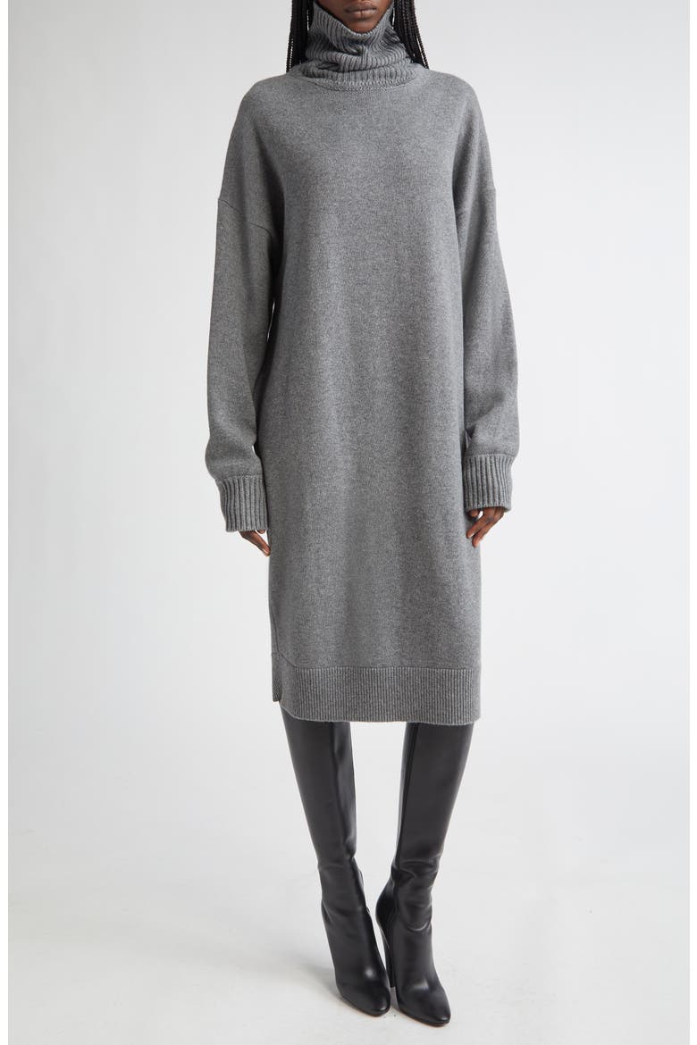 grey turtleneck dress long sleeve The Turtleneck Sweater Dress in Cashmere