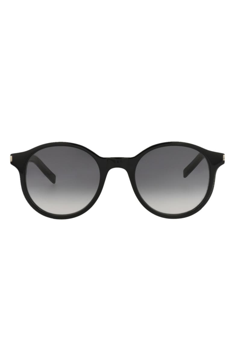 Saint Laurent 50mm Round Sunglasses, Main, color, Black Black Grey
