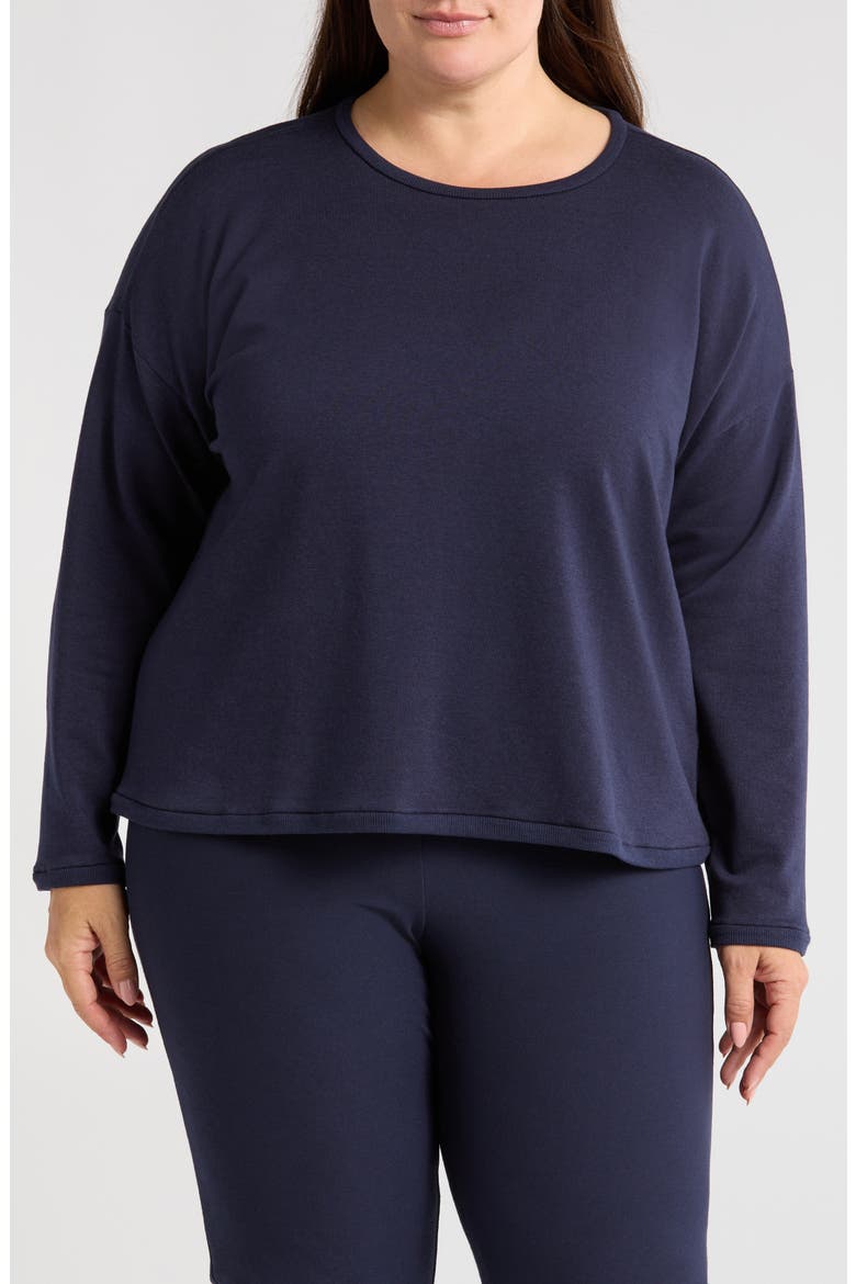Crewneck Long Sleeve Crop Top, Main, color, INK