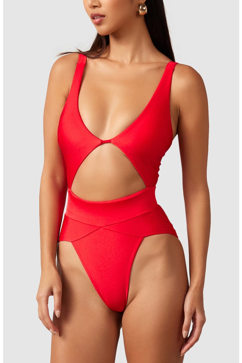 Aspire One-Piece Swimsuit, Alternate, color, Red