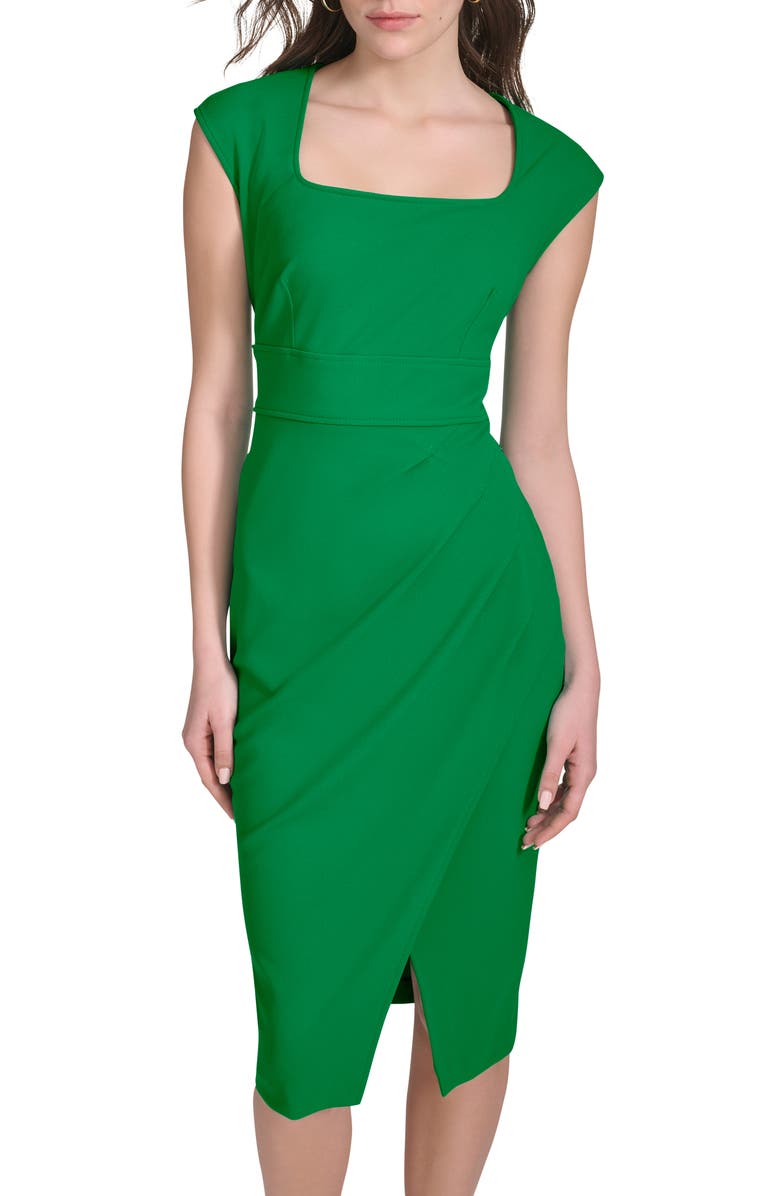 Calvin Klein Sleeveless Tulip Hem Sheath Dress, Alternate, color, Fern