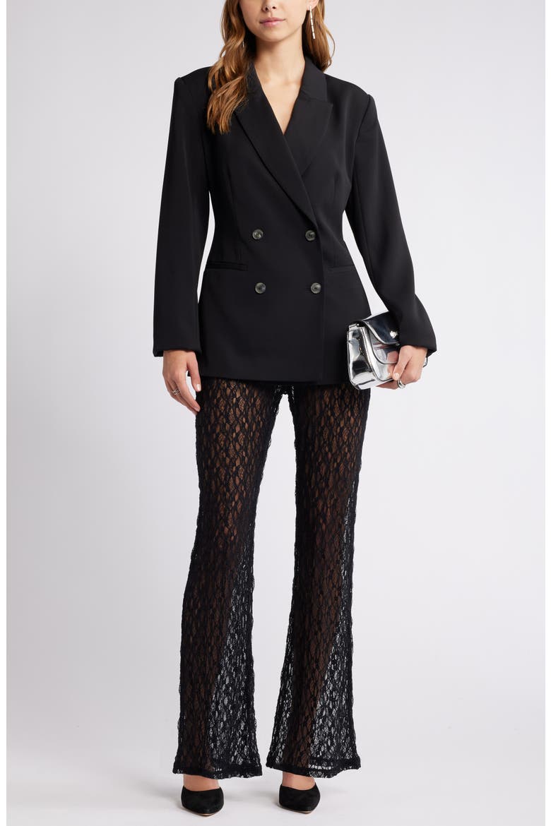Double Breasted Blazer, Alternate, color, BLACK