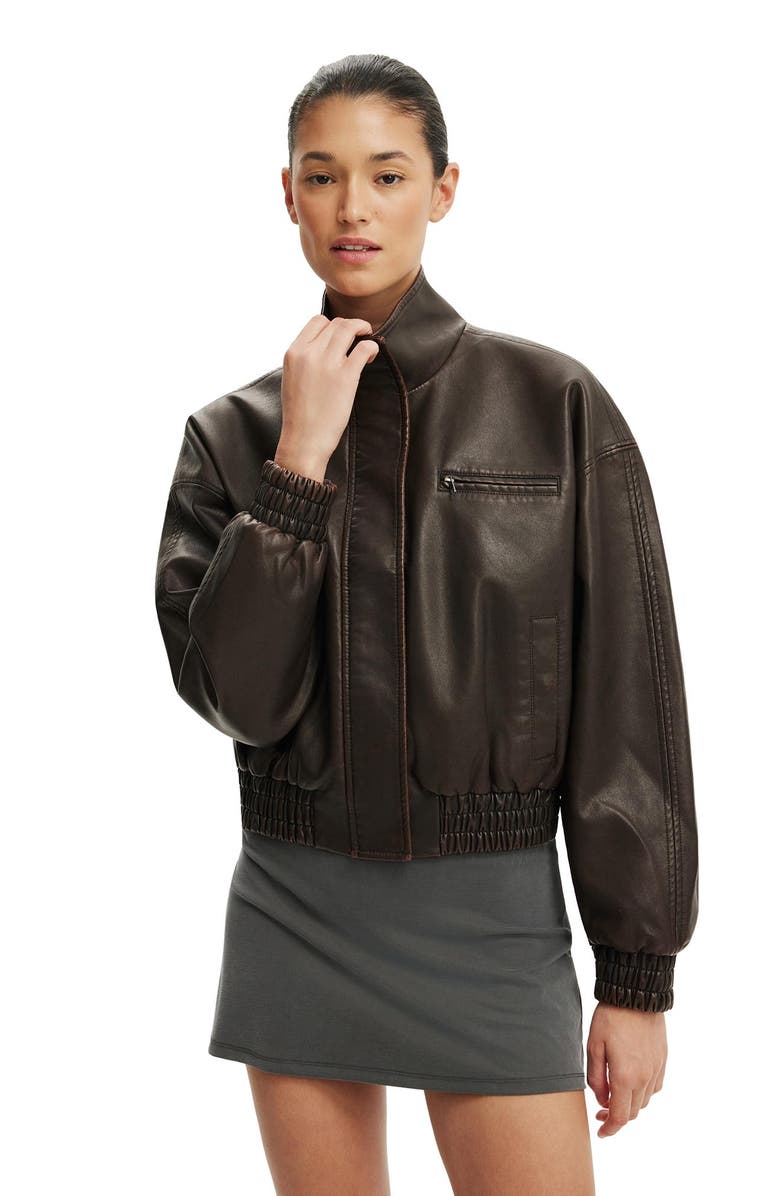 Cotton On Women's Easton Funnel Neck Bomber, Alternate, color, Cherry Choc