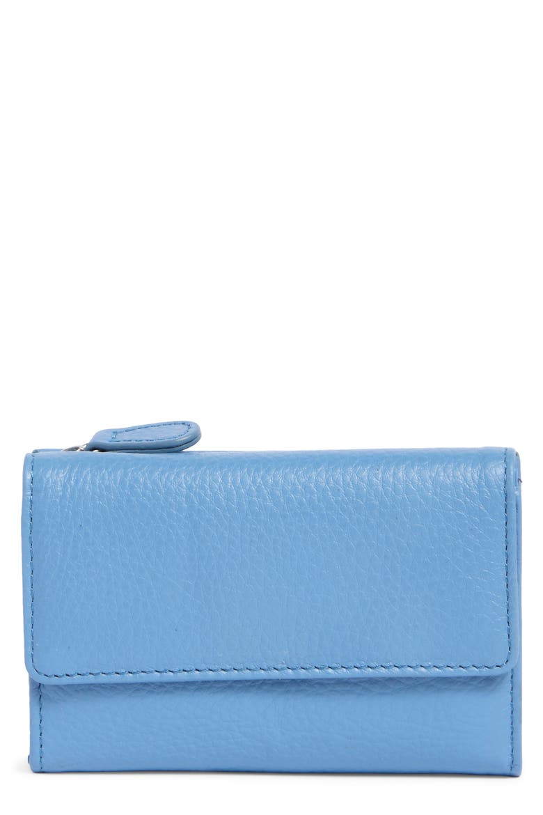 Rio Indexter Trifold Leather Wallet, Main, color, MISTY BLUE
