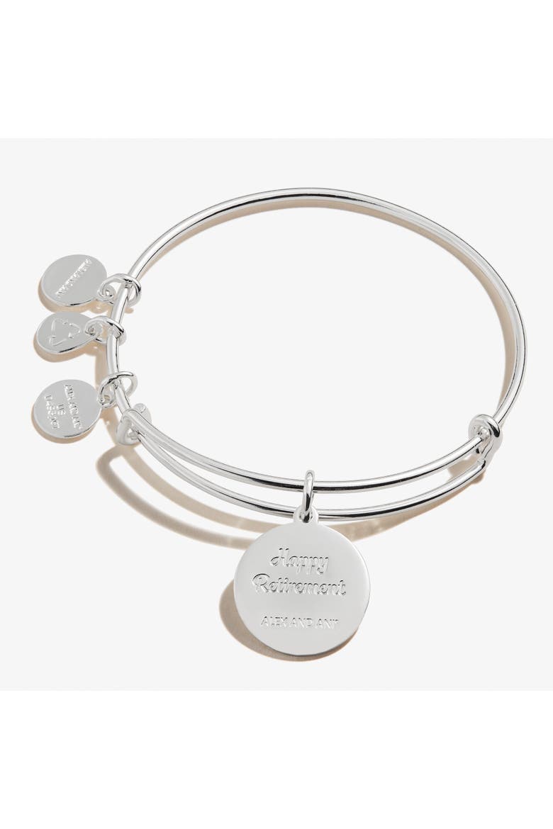 'Happy Retirement' Charm Bangle, Alternate, color, Silver