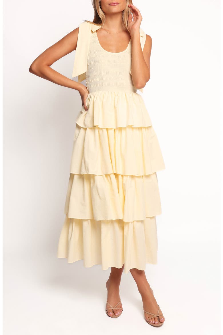 Raphael Tiered Cotton Maxi Sundress, Main, color, YELLOW