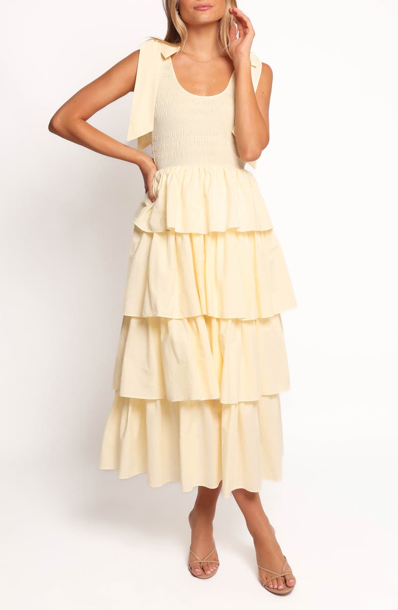Petal & Pup Raphael Tiered Cotton Maxi Sundress, Main, color, Yellow