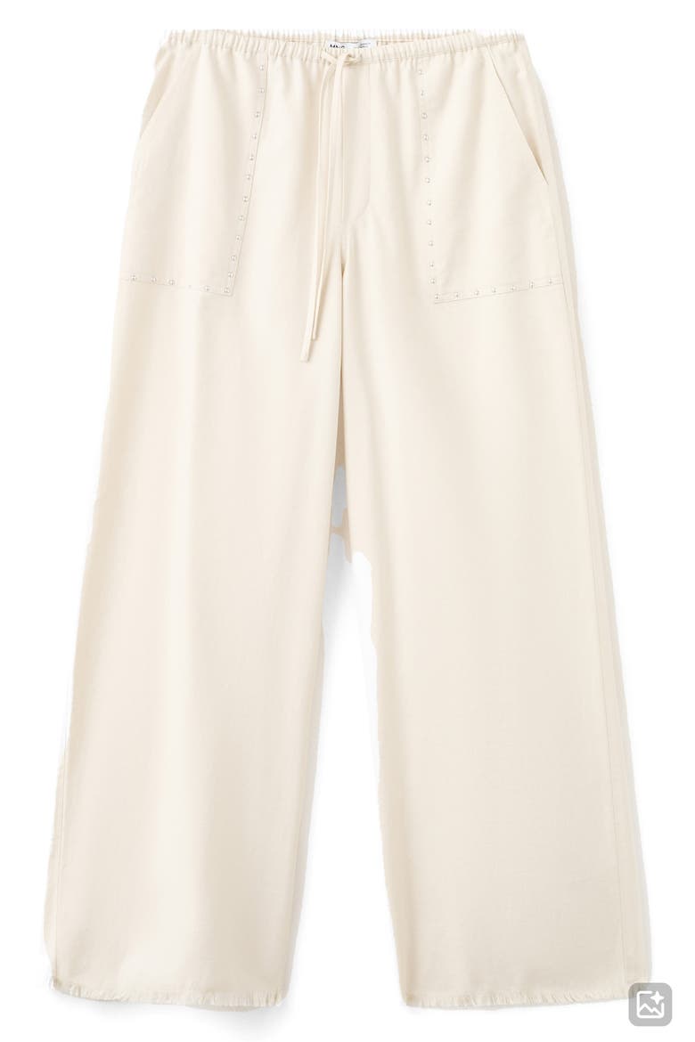 Studded Drawstring Wide Leg Pants, Alternate, color, SAND
