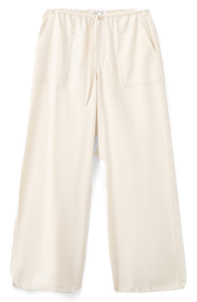 MANGO TEEN Studded Drawstring Wide Leg Pants, Alternate, color, 