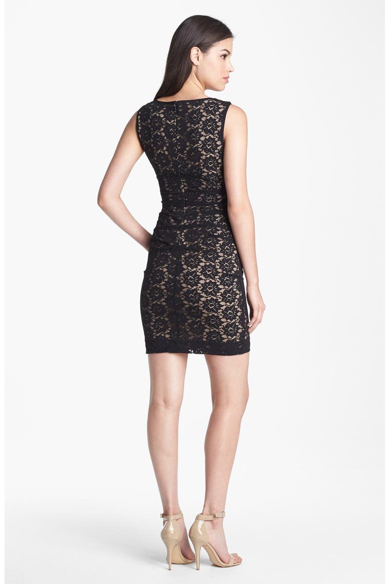 Daisy Lace Cocktail Dress, Alternate, color, BLACK/ NUDE