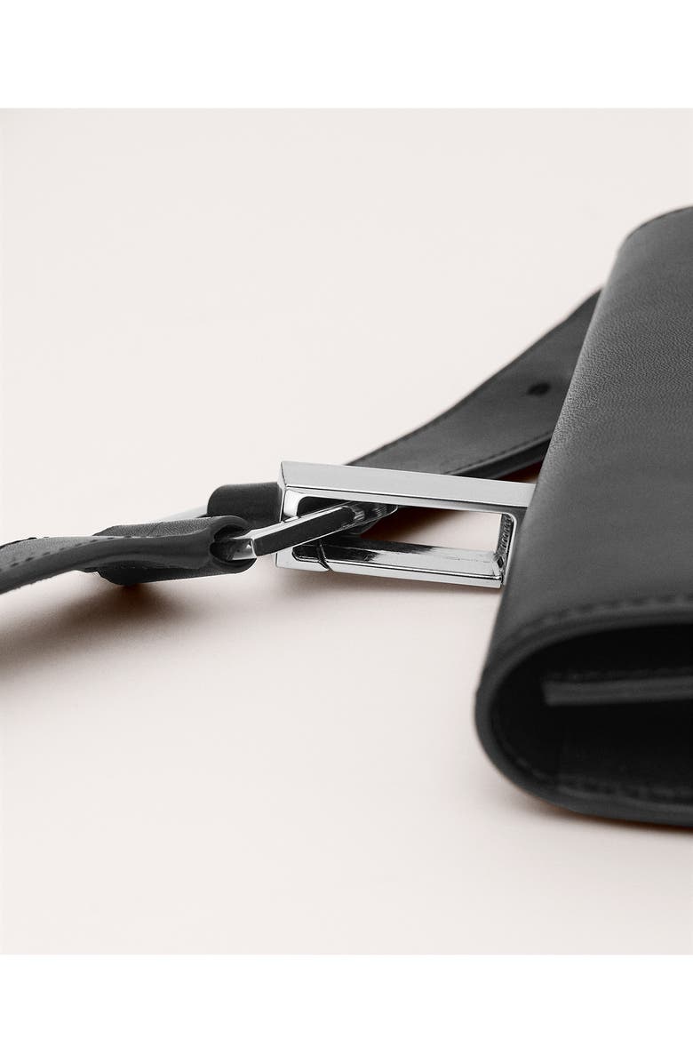 MANGO Leather Belt with Detachable Pouch, Alternate, color, Black