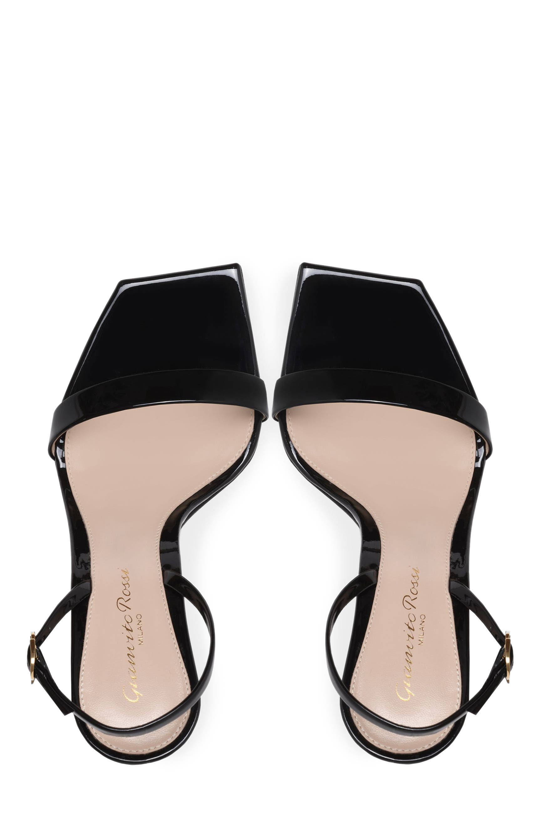 Ribbon Stiletto Sandals, Alternate, color, Black Leather