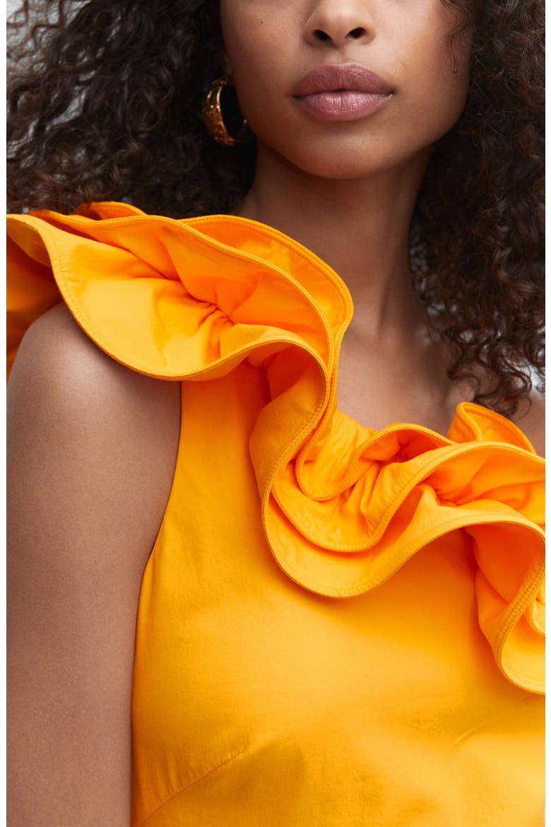 Asymmetric Ruffle Sleeveless Minidress, Alternate, color, ORANGE