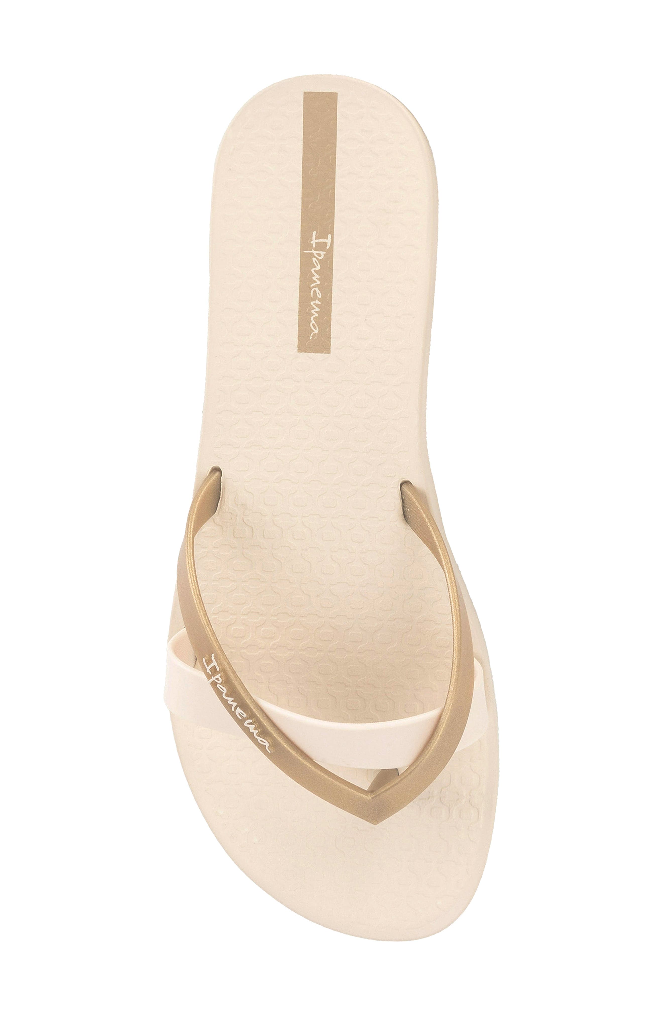 Ipanema 'Kirei Silk' Flip Flop, Alternate, color, Beige/ Gold