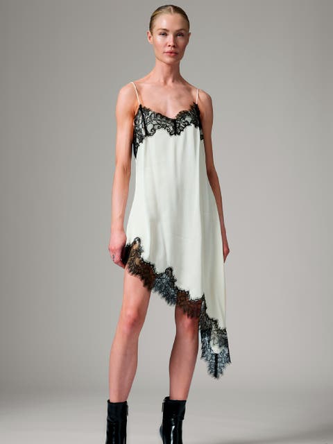 Lara Lace Trim Asymmetrical Slip Dress