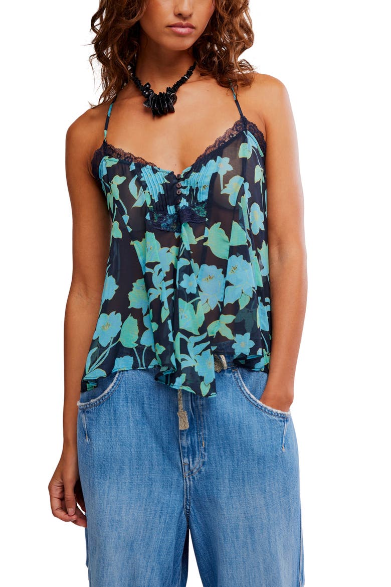 Margaux Floral Print Camisole, Main, color, CAPRI BLUE COMBO