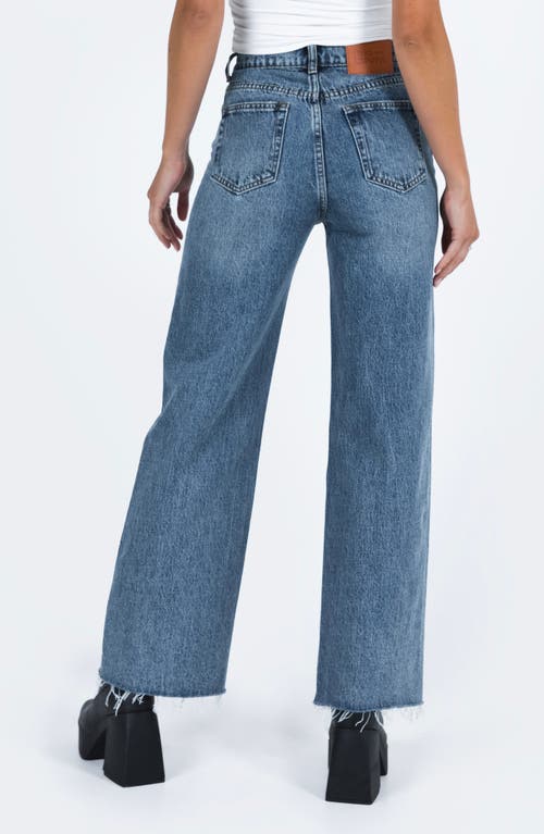Princess Polly Fawcett Raw Hem High Waist Straight Leg Jeans In Blue