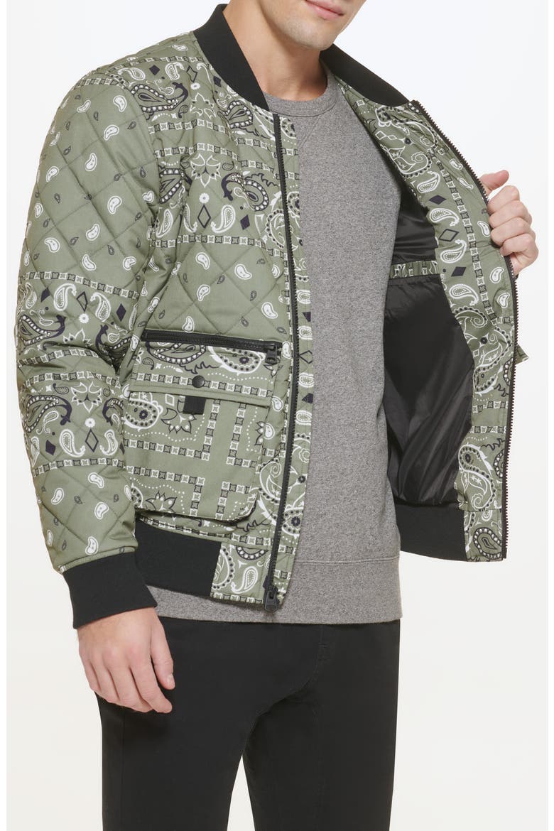 Quilted Zip Up Bomber Jacket, Alternate, color, OLIVE
