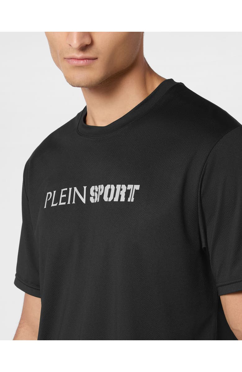 PLEIN SPORT Reflective T-Shirt Round Neck Ss Men, Alternate, color, Black