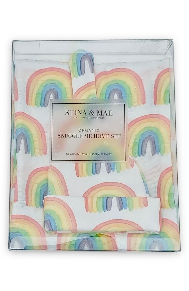 STINA AND MAE Over the Rainbow Hat & Blanket Gift Set, Alternate, color, 