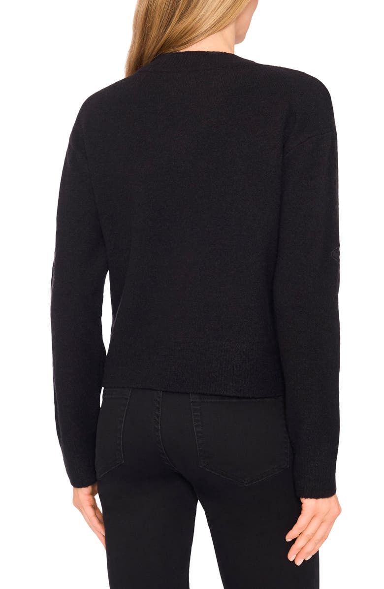 CeCe Lace Bow Inset Sweater, Alternate, color, Rich Black