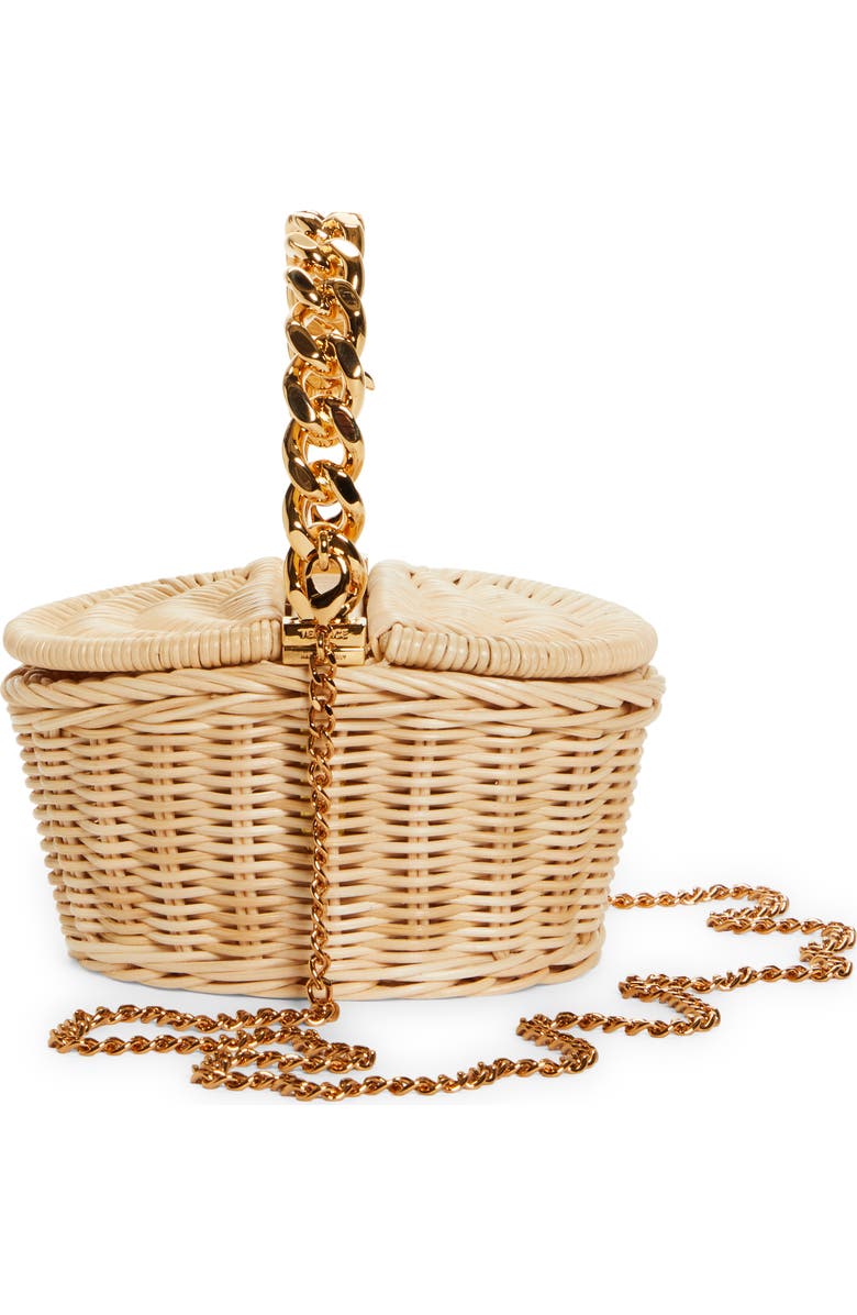 Versace Micro Straw Basket Bag, Alternate, color,