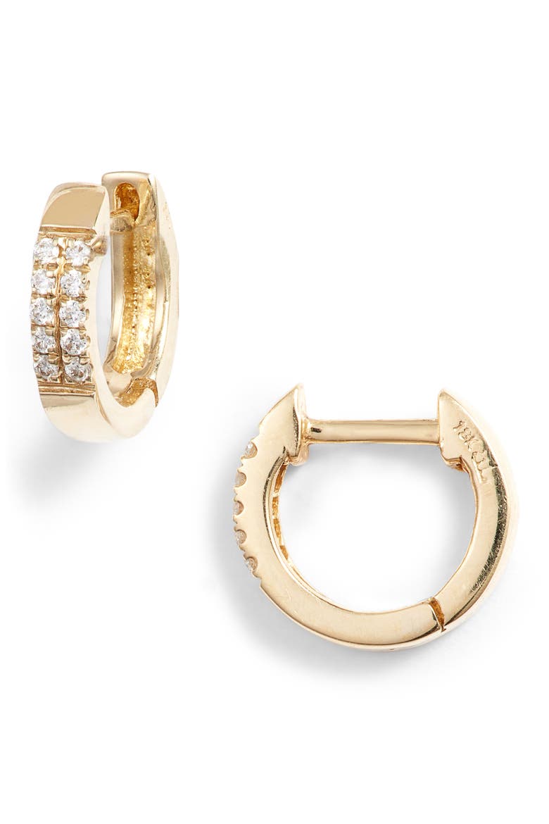 Diamond Huggie Hoop Earrings (Nordstrom Exclusive), Main, color, GOLD/ DIAMOND