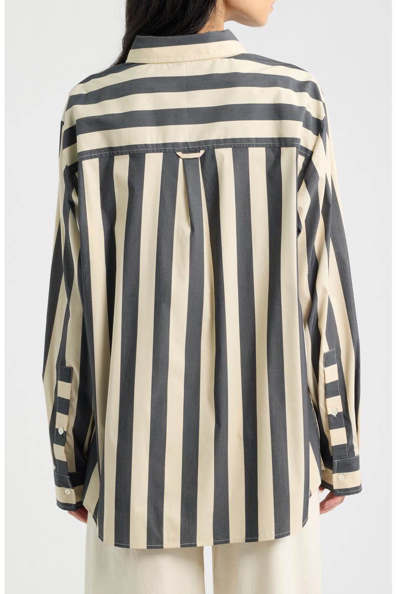 The Avril Striped Button Down Shirt, Alternate, color, NOIR KHAKI