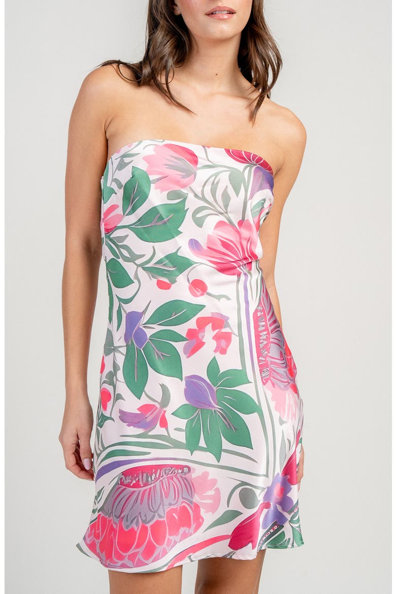 Tube Top A-Line Minidress, Alternate, color, PINK MULTI