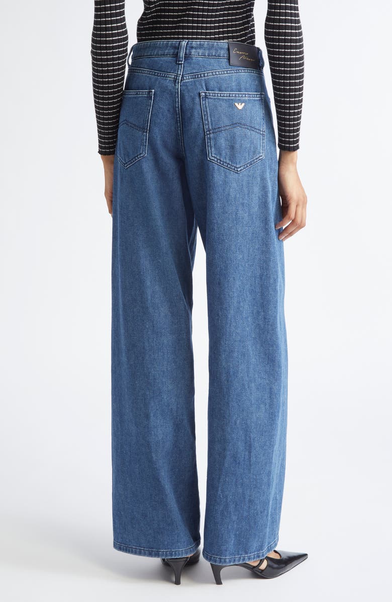 Emporio Armani Twist Seam High Waist Barrel Leg Jeans, Alternate, color, Solid Medium Blue