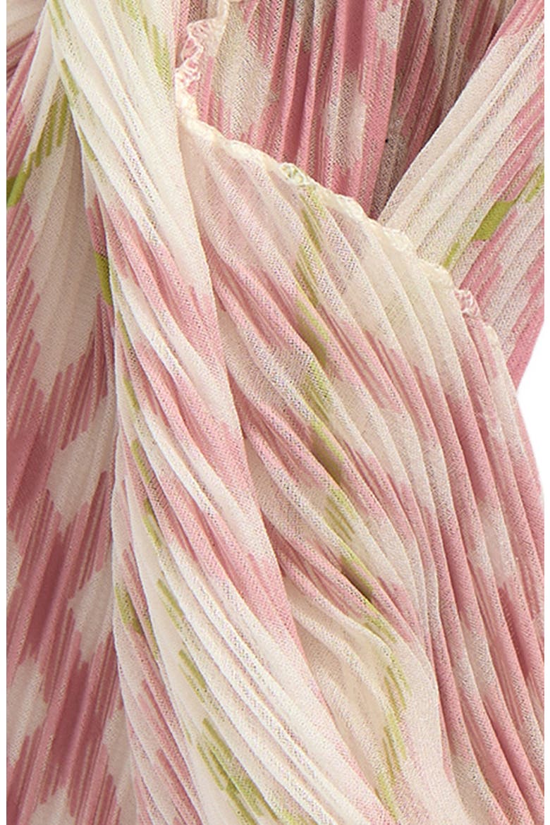 Check Plissé Silk Chiffon Diamond Scarf, Alternate, color, CARNATION PINK