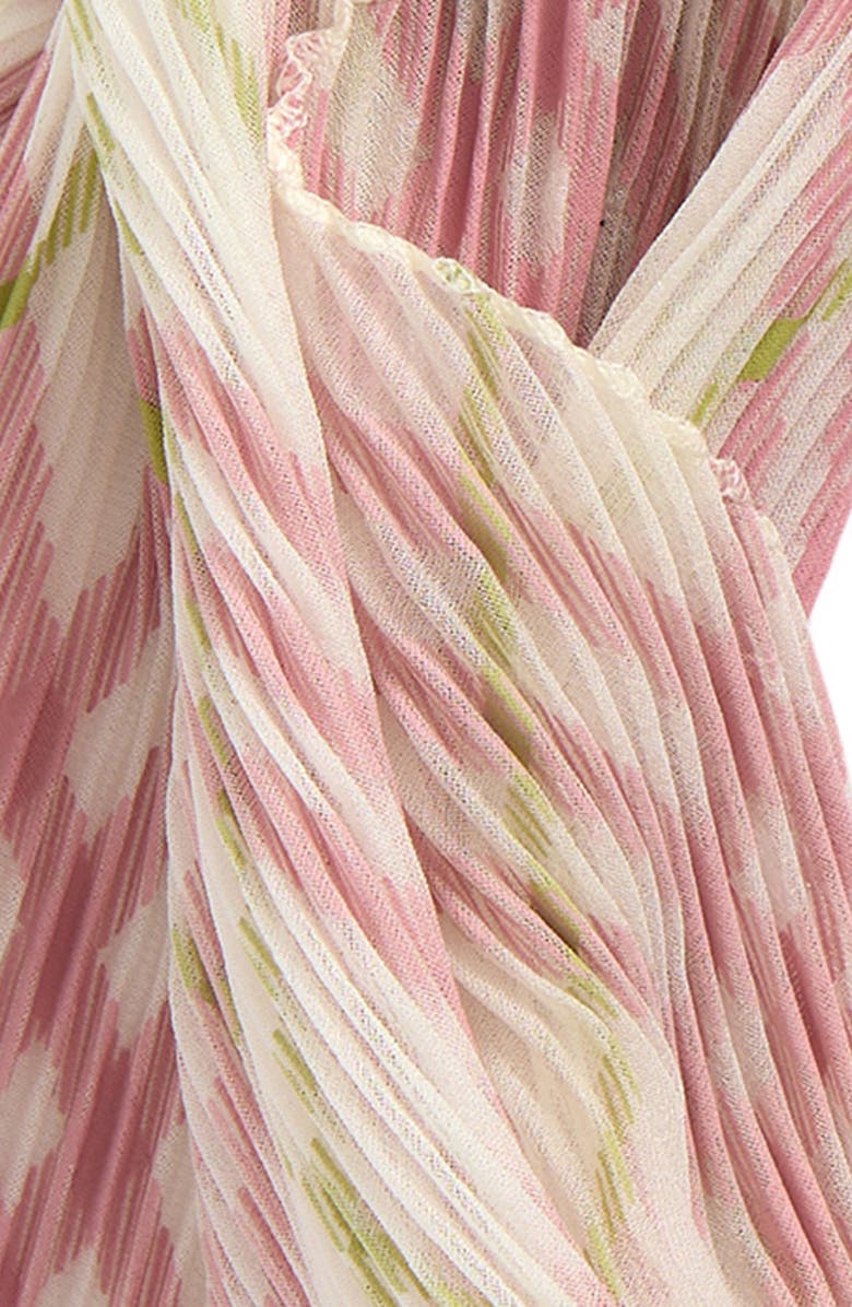 Burberry Check Plissé Silk Chiffon Diamond Scarf, Alternate, color, Carnation Pink