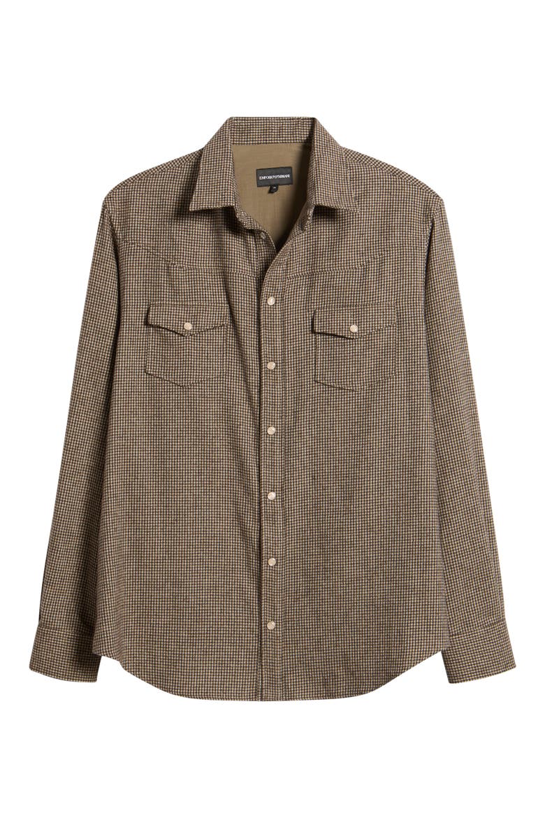 Long Sleeve Flannel Button Up Shirt, Alternate, color, FANCY BROWN